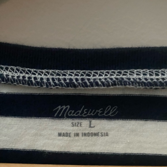 Madewell Whisper Cotton Long-Sleeve Crewneck Tee Navy/White - Picture 5 of 5